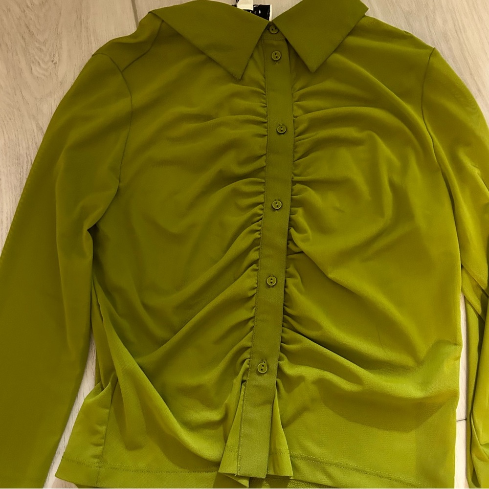 Topshop Mesh Button Down - Picture 3 of 9